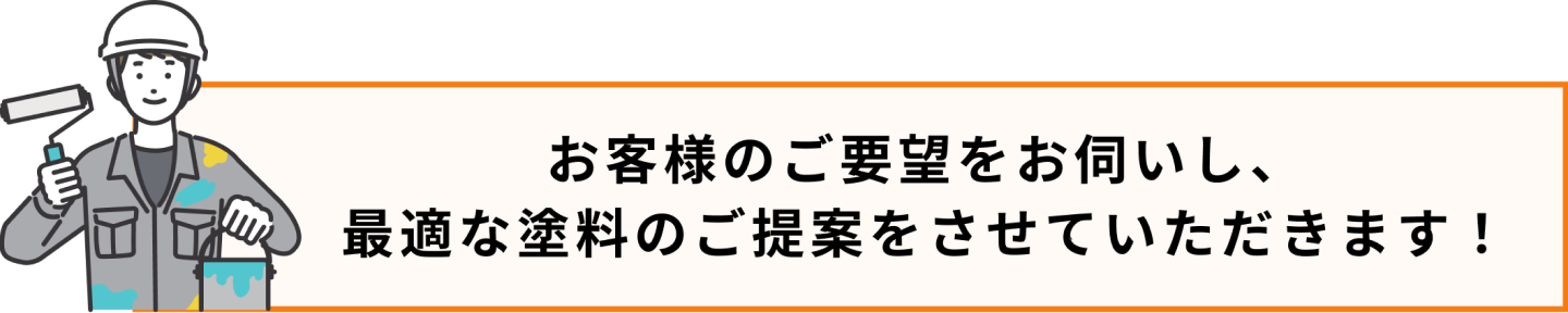 お客様のご要望をお伺いし、適切な塗料のご提案をさせていただきます。